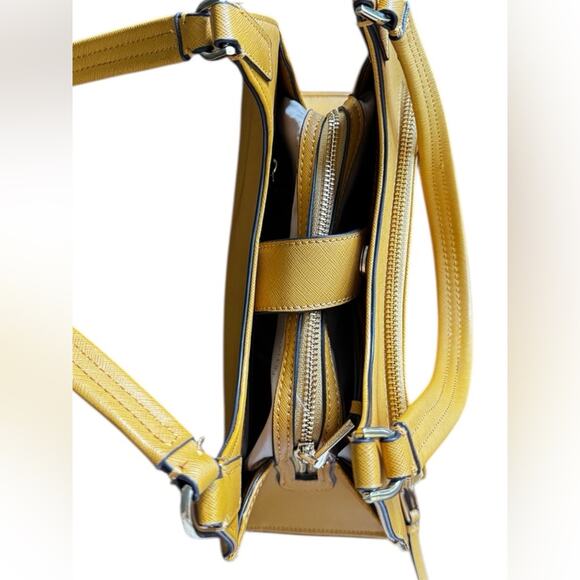 Calvin Klein Ava Hobo Saffiano Leather Mustard Shoulder Bag - Picture 7 of 13